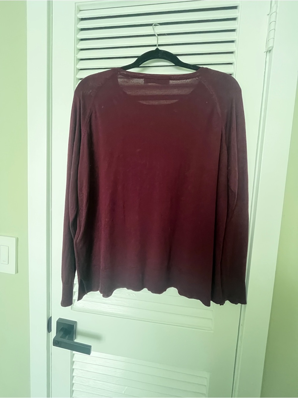 Zara Long Sleeve Crewneck fine knit Top - Deep Wine / Burgundy size XL - Picture 4 of 11